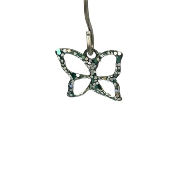 Butterfly Dangle Earrings Silver Tone Magnetic - Picture 3 of 8